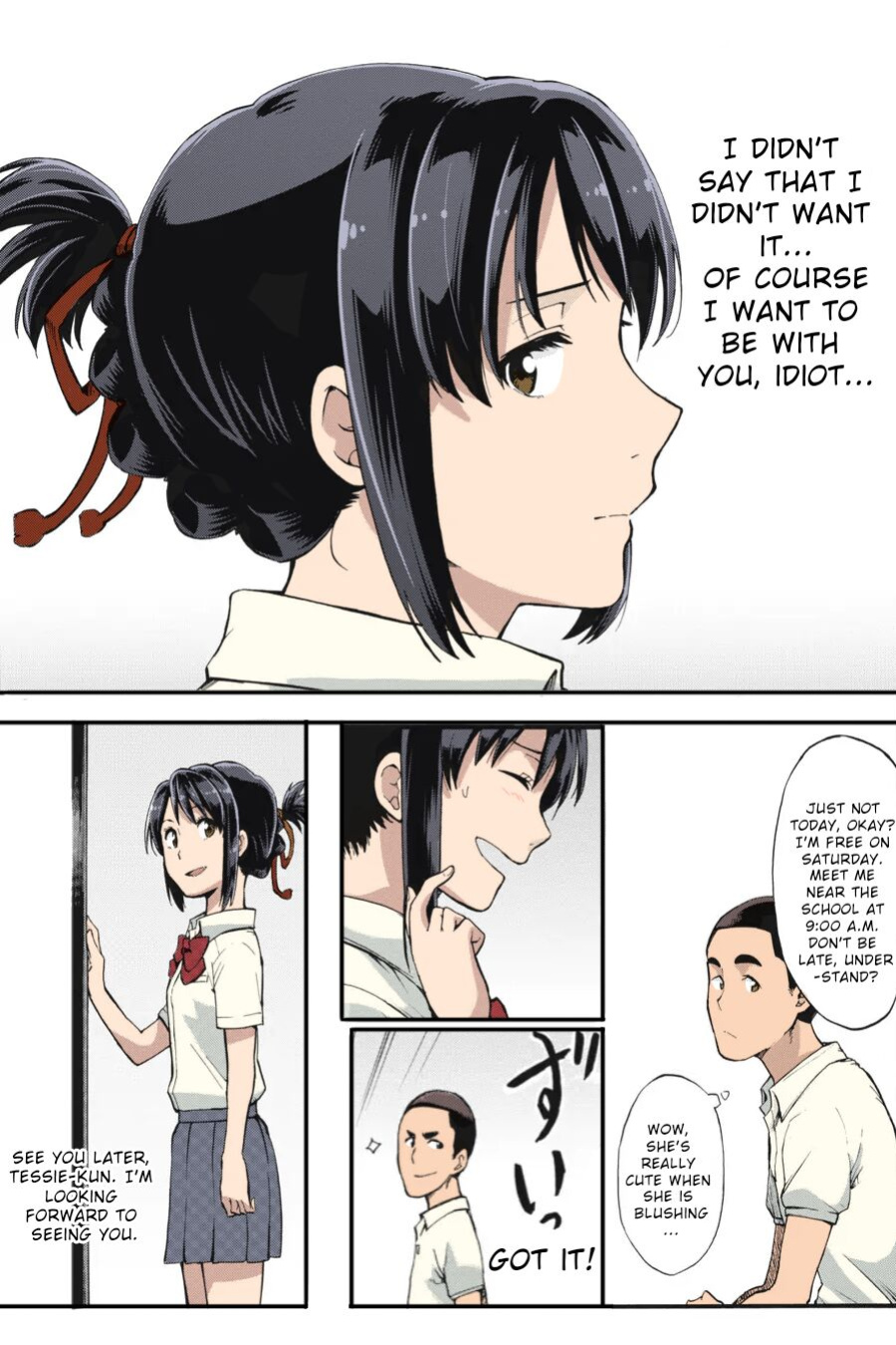 Kimi no Na wa. - & and & - Mitsuha Miyamziu & Teshigawara Katsuhiko (Coelacanth) (colored by mikakucoloring)
