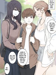 [Wakamatsu] Megutai Choushin Onee-san-tachi ni Ryousoku kara Press Sarete Nigerarenai Sex | Sex Where I'm Sandwiched Between Tall, Busty Onee-sans and Unable to Escape