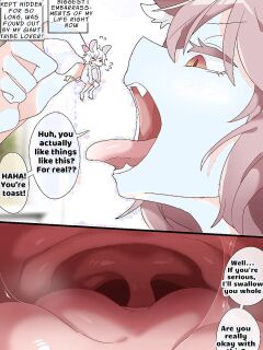 [imaat] A vore manga of a giant girl with animal ears swallowing her tiny lover whole while cursing him [English/Japanese] Preview